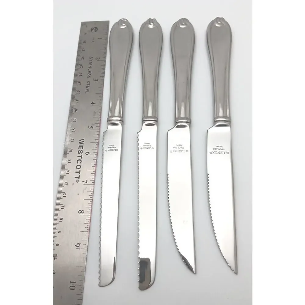 Lenox Hartleigh 2 Bread & 2 Steak Knifes Set 18/10 Stainless Flatware Vietnam